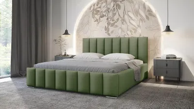 Obrázok produktu pre Elegantná čalúnená posteľ 180x200 MADALENA 2 s úložným priestorom - khaki