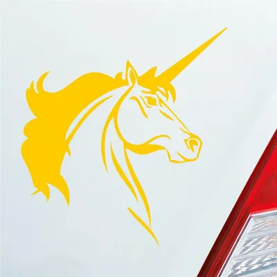 Produktbild von Auto Aufkleber Das letzte Einhorn last Unicorn Pferd 10x10 cm Gelb Sticker Heckscheibenaufkleber