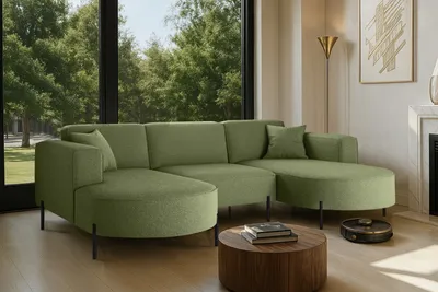Zdjęcie produktu dla Narożnik, Sofa w kształcie U Modena Rein tkanina Quelle Oliwkowy