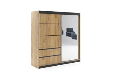 Zdjęcie produktu dla Szafa ADEL craft złoty, z lustrem – 150 × 61 × 215 cm