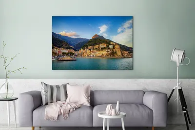 Produktbild von OneMillionCanvasses® - Leinwandbilder - 140x90 cm, Die Cetara an der Amalfiküste, Wandbilder Kunstdruck Wanddekoration - Foto auf Leinwand - Gemälde auf Holzrahmen