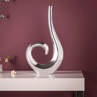 Produktbild von riess-ambiente Moderne Vase WAVE 47cm silber Aluminium poliert Dekoration Deko