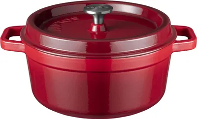 Produktbild von Sola Bräter mit Deckel Gusseisen - Rot - ø 28 cm / 5 Liter - Emaillierte Antihaftbeschichtung