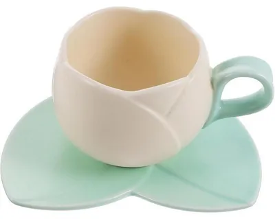 Immagine prodotto di Tazza con piattino, 280 ml, porcellana, forma a tulipano, color beige