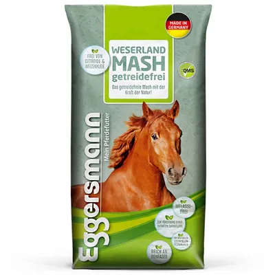 A bag of horse feed with a picture of a horse on it.