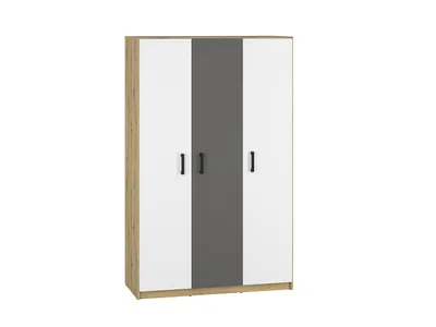 Obrázek produktu pro Šatní skříň KARIS - šířka 119 cm, bílá / antracit / dub artisan