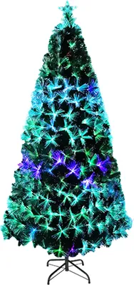 Image de UISEBRT 210cm Arbre de Noël artificiel avec éclairage LED Sapin de Noël Arbre de décoration avec changement de couleur de la fibre de verre