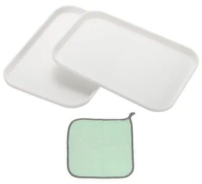 2er-Set rechteckige Plastiktabletts, 30,5x22 cm, PP, Weiß