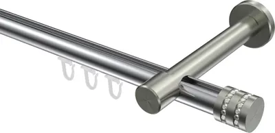 Produktbild von Interdeco Innenlaufstange / Gardinenstange mit Innenlauf Chrom / Edelstahl-Optik, Typ Prestige Estana (Glitzerkappe), 20 mm Ø 1-läufig, 400 cm