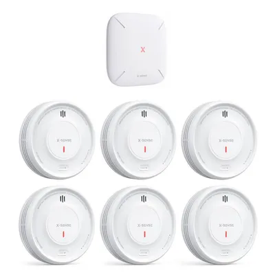 X-Sense XS0D-MR61 RF-Rauchmelder-Set mit WLAN-Basisstation SBS50 und 6x Smart-Rauchmelder XS0D-MR