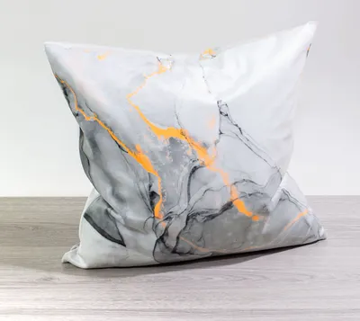 Produktbild von Kissen Deko von Lysel - grau Marmorlook 40x40 Polyester kissenbezug Dekokissen