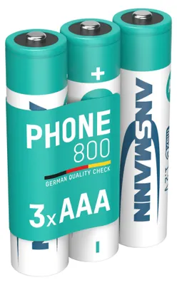 Produktbild von ANSMANN DECT Telefon Akku AAA 800mAh 1,2V NiMH – Hochstromfähig (3 Stück)