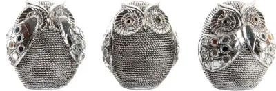Obrázek produktu pro Dekorativní figurka DKD Home Decor Barevná stříbrná sova Chromovaná 12 x 11 x 14 cm (3 ks)