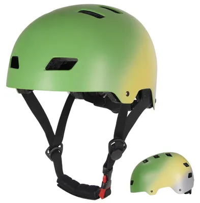 Produktbild von Fahrradhelm Skaterhelm Kinderhelm Radhelm Sporthelm für Erwachsene Jugendliche Kinder Fahrrad Skateboard Scooter Grün-Gelb-Grau S