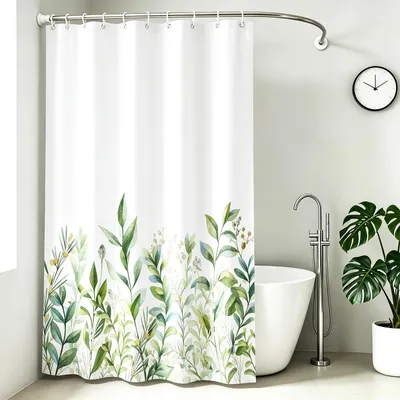Imagen del producto de Cortina de ducha resistente al moho, lavable, de 120 x 180 cm, con 8 anillas en forma de C, para baño
