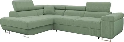 Produktbild von MIRJAN24 Ecksofa Torezio Cord, Stilvoll Eckcouch mit Bettkasten und Schlaffunktion, Einstellbare Kopfstützen, 274x203x70-90 cm (Farbe: Poso 47, Seite: Links)