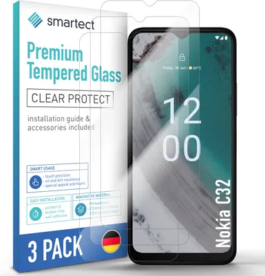 Produktbild von 3x Schutzglas Panzerfolie Klar für Nokia C32 Displayschutz Hartglas Panzerschutz