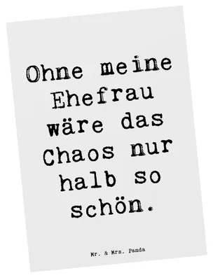 Produktbild von Mr. & Mrs. Panda bildkarte Spruch Ehefrau Chaos - Weiß - Geschenk, Postkarten, Familie, Grußkarte, für, Humor, Beziehung, Zusammenleben, Postkarte, Ansichtskarten