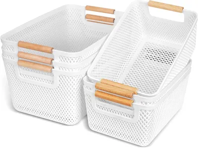 Produktbild von 6 Stück Aufbewahrungsbox weiß, Aufbewahrungskorb ohne Deckel