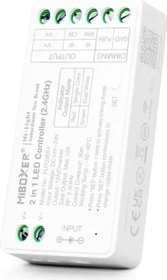 Zdjęcie produktu dla Kontroler taśmy led monokolor/dualwhite 12v/24v 12amax 2,4ghz Fut035s+