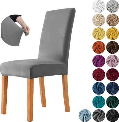 Produktbild von MEBLE ODNOWA, Stuhlhusse, Samt-Stuhlbezug, Standardgröße, Samt, Dunkelgrau, Velours, Elastisch, Stuhlbezüge, Stuhlhussen, Maschinenwaschbar