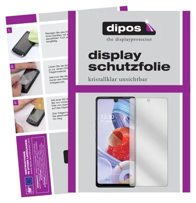 A collage of images showing instructions for applying a screen protector and a product shot of the screen protector with a phone.