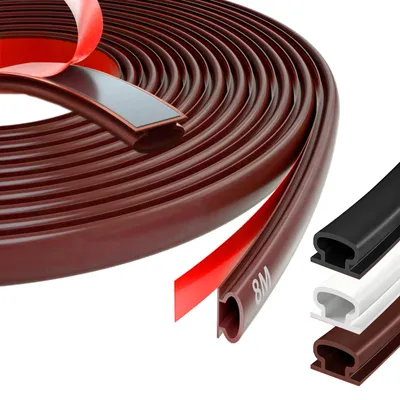 Productafbeelding van Deurafdichting, zelfklevend, 8 m, bruine rubberen afdichting