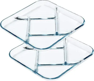 Produktbild von Portionscheiben aus Glas, für Erwachsene, Portionskontrolle für Diät (23 cm Quadrat)