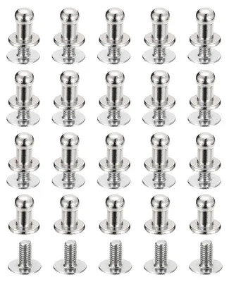 Productafbeelding van Kogelkopniet met schroefsluiting - 4 mm diameter - voor leerbewerking en doe-het-zelf projecten - 50 stuks - zilverkleurig