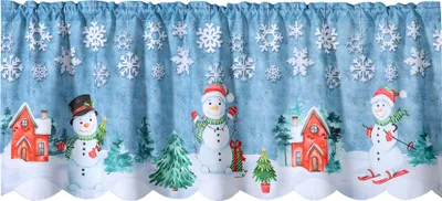Produktbild von heimtexland ® Scheibengardine Winter Deko Gardine 45x120 Weihnachten Fensterdekoration Schneemann Typ651