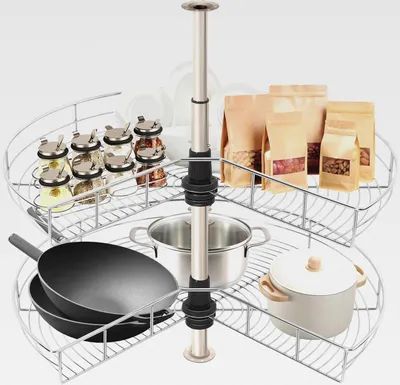 Produktbild von Karussell Schrank Drehboden, Ausziehbare Kücheneckschrank 270° drehbar, Tragkraft 8kg, Höhenverstellbar Eckschrank Schwenkregal, 71cm