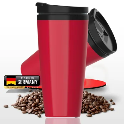 Produktbild von Kaffeebecher to go - Thermobecher auslaufsicher 350ml für Kaffee & Teeliebhaber - BPA-freier Doppelwandiger Isolierbecher  Germany - standard-rot