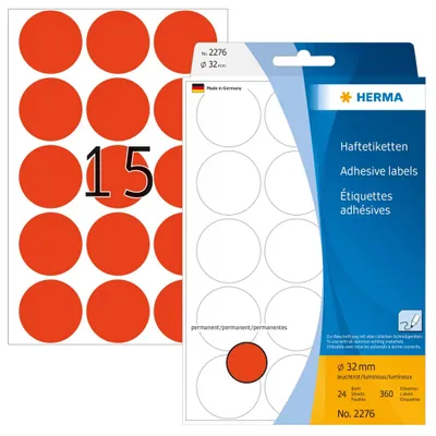 Produktbild von Vielzwecketiketten rot Ø 32 mm rund Papier matt 360 St.