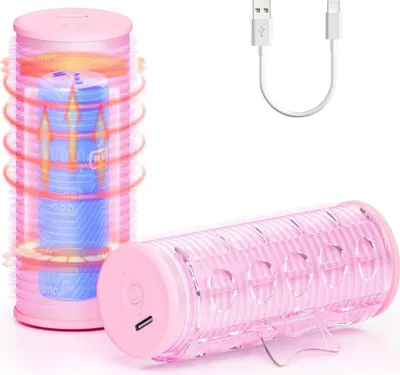 Produktbild von Kabellose elektrische Lockenwickler 2er-Set, wiederaufladbar, Pony-Lockenstab mit Auto-Off Funktion, tragbar & schnell für perfektes Styling