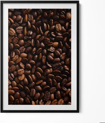 Produktbild von Arabica-Kaffeebohne– Wandbild mit Rahmen – Gerahmtes Bild  – Wanddekoration – 70x100 cm –  Schwarz Rahmen