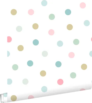 Zdjęcie produktu dla ESTAhome Tapeta kropki różowym,niebieskim,zielonymIzłotym 53 cm x 10.05 m
