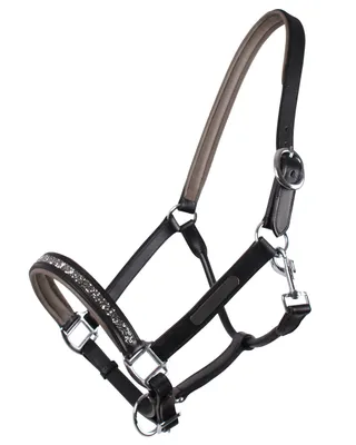 Image de Licol en cuir QHP Lupine gris, QHP17_Taille:pur-sang