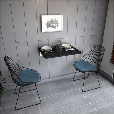 Produktbild von Wandklapptisch oval, schwarz-marmor, 72x45 cm