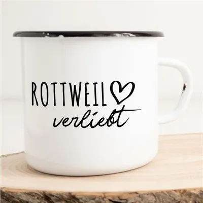 Produktbild von Huuraa Emaille Tasse Rottweil  Geschenk Kaffeebecher Vintage 300ml Rottweil  Präsent