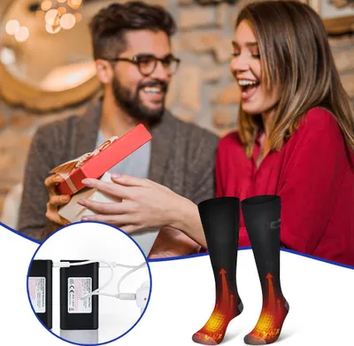Produktbild von USB wiederaufladbare beheizte Socken, elektrisch beheizte Fußwärmer, 3 Temperatureinstellungen für Wandern, Skifahren, Camping, Radfahren