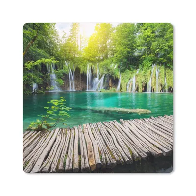 Produktbild von MuchoWow® Mauspad Mousepad Brücke - Wasserfall - Natur 20x20 cm - Mousepads - Maus Mat - Pad - Mausunterlage - Desk Mat - Bureauartikeln
