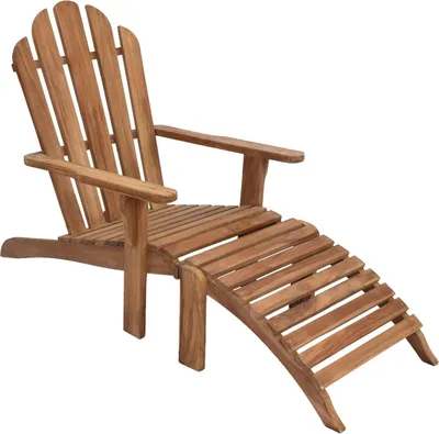 Image de Transat de jardin en teck, style Adirondack, en bois massif, résistant aux intempéries