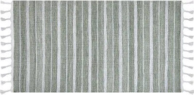 Zdjęcie produktu dla BELIANI Dywan zielony 80 x 150 cm do salonu i sypialni w paski frędzle