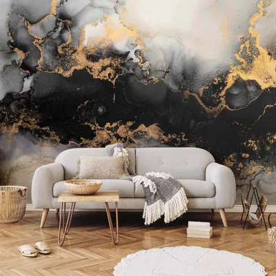 Produktbild von Selbstklebende Folie Fototapete - Gold Explosions - an Abstract Pattern Inspired by Marble 245x175 cm Muster f-B-10096-a-a