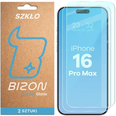 Produktbild von Gehärtetes Glas für iPhone 16 Pro Max, Bizon Glass Clear Duo, 2 Stück