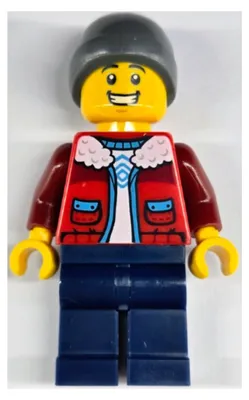 Produktbild von LEGO Minifigur Ice Skater - Male, Red Jacket over White Shirt, Dark (hol403)