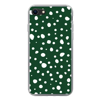 Produktbild von MuchoWow® Handyhülle Schutzhülle Hülle für iPhone SE 2020 Polka dots - Weiß - Grün Silikon Softcase Handy Hülle - Kartenbesitzer
