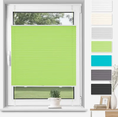 Produktbild von Grandekor Plissee klemmfix ohne Bohren,Grün 90x130cm(BxH), Sichtschutz Faltrollo ohne Bohren Jalousie Rollos für Fenster und Tür