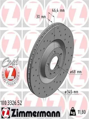 Immagine prodotto di 2x ZIMMERMANN 100.3326.52 Disco freno asse anteriore