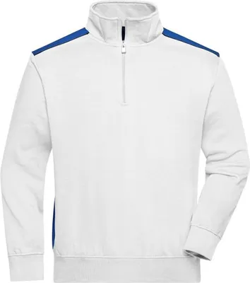 Produktbild von Workwear Half-Zip Sweat - COLOR - white/royal, Gr. 4XL